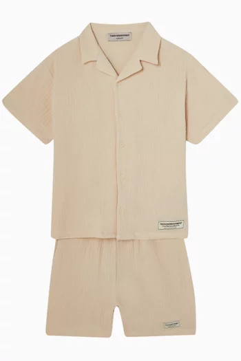 Oversized Short-sleeve Shirt in Organic Cotton Gauze
