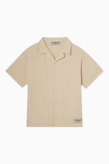 Oversized Short-sleeve Shirt in Organic Cotton Gauze