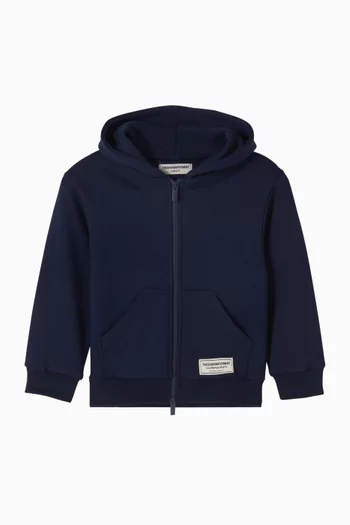 كنزة بغطاء رأس وسحّاب مزيج قطن عضوي