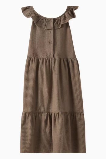 Ruffle-neck Dress in Seersucker