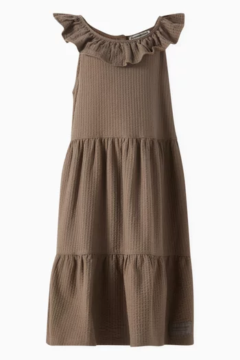 Ruffle-neck Dress in Seersucker