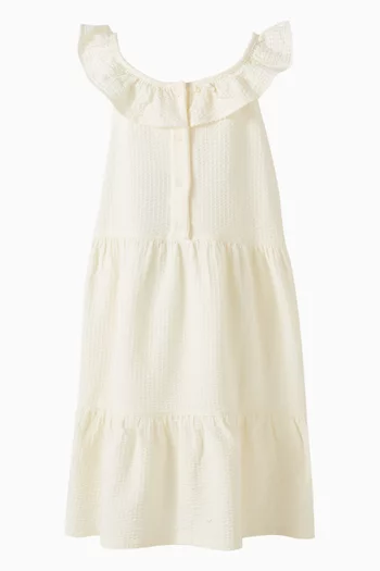 Ruffle-neck Dress in Seersucker
