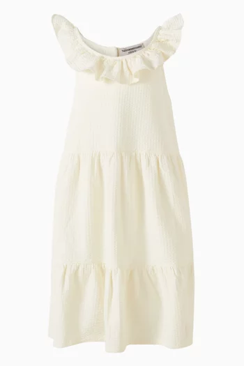 Ruffle-neck Dress in Seersucker