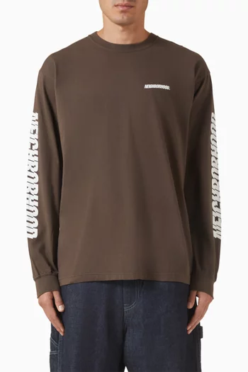 تي شيرت بطبعة شعار الماركة قطن