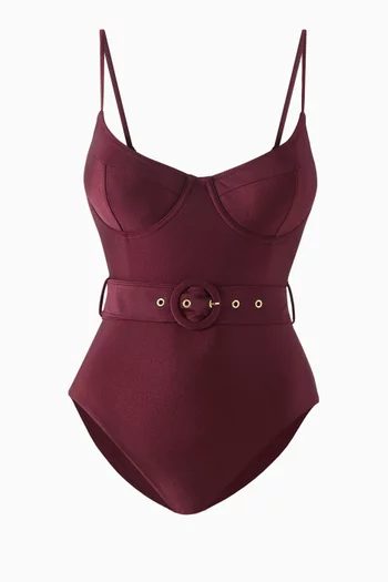 Noa Belted One-piece Swimsuit in Stretch Nylon