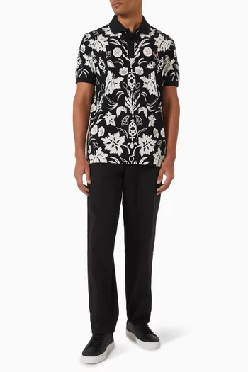 Botanical-print Polo Shirt in Cotton