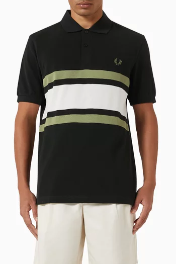 Panelled Polo Shirt in Cotton-piqué