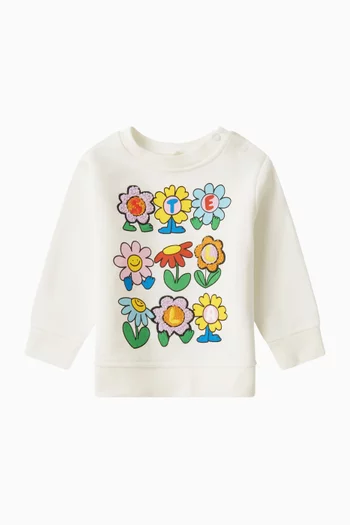 Floral-print Sweatshirt in Cotton