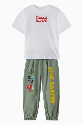 Floral-print Pants in Cotton-blend