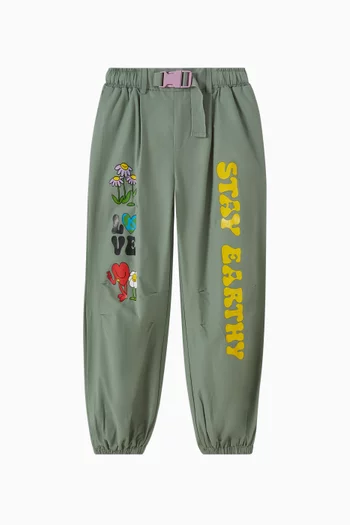 Floral-print Pants in Cotton-blend