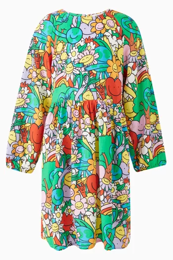 All-over Friendly Characters Print Dress