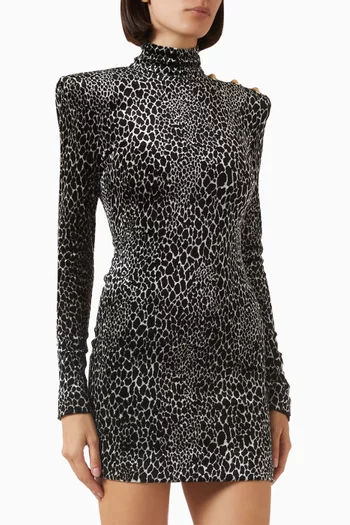 Leopard-print Mini Dress in Velvet