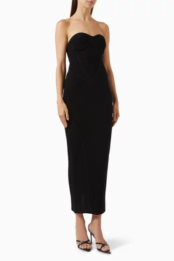 Rib-knit Bustier Dress in Viscose