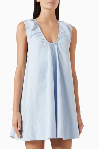 فستان جابي قصير بفتحة رقبة عميقة قطن