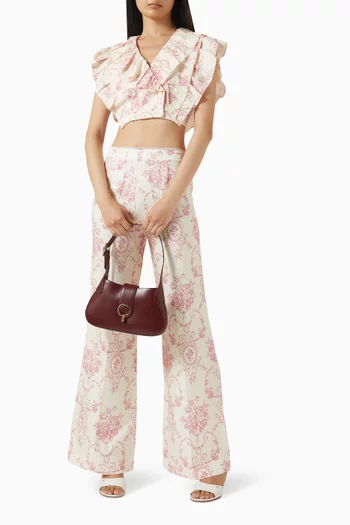 Sydney Floral Crop Top in Viscose & Linen