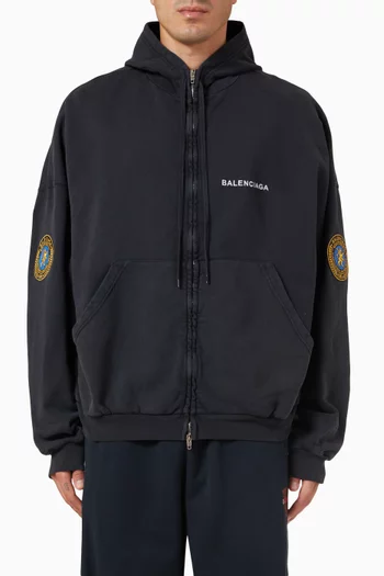 Uniform Patch Large-fit Hoodie in Fleece