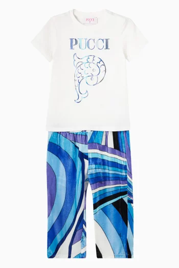 Abstract Print Trousers in Velvet