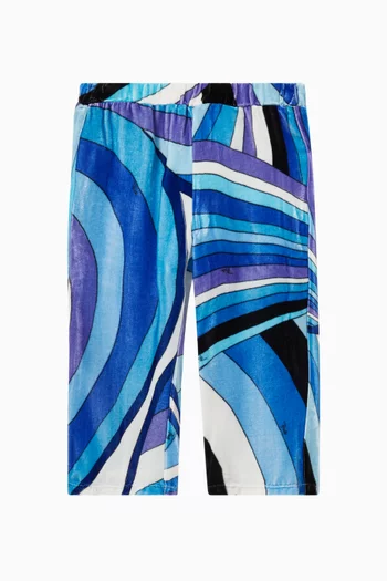 Abstract Print Trousers in Velvet
