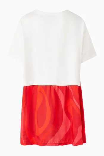 فستان بنمط تي شيرت جيرسيه بنقشة تجريدية الماركة