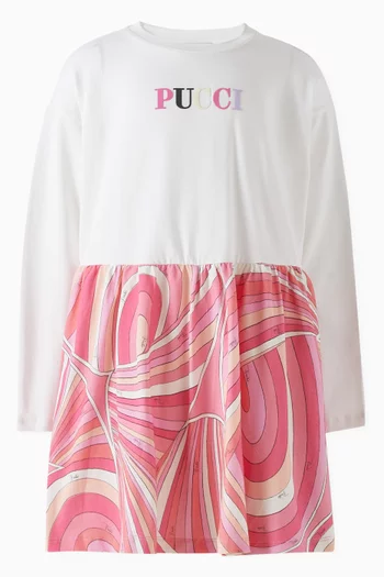 Printed T-shirt Dress in Stretch Jersey