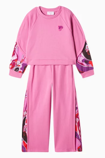 Abstract-trim Sweatpants in Cotton Jersey