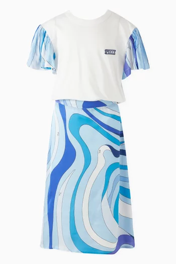 Abstract Print Skirt in Satin