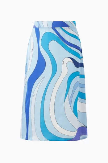 Abstract Print Skirt in Satin