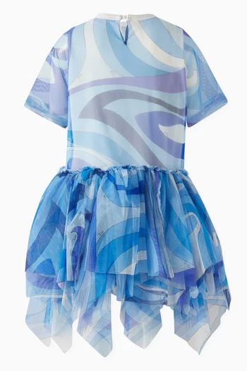 Abstract-print Dress in Tulle