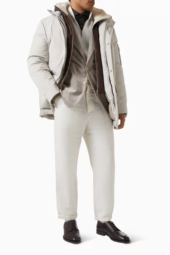 جاكيت باركا مبطن بالزغب نايلون مطاطي مقوى