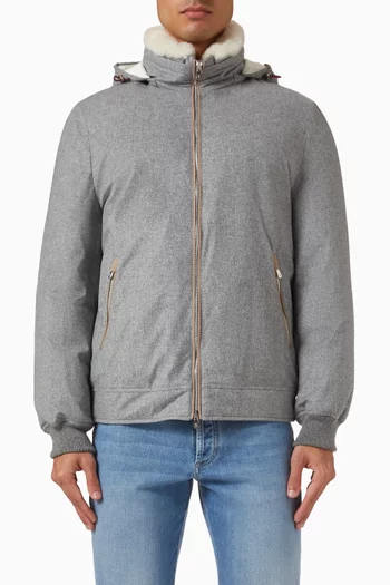 جاكيت بغطاء رأس مبطن بالزغب صوف