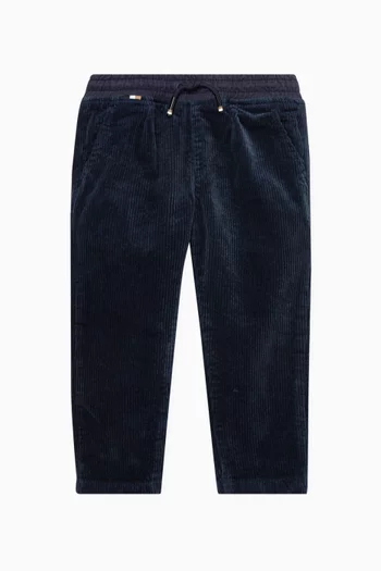 Elastic-waist Pants in Velvet