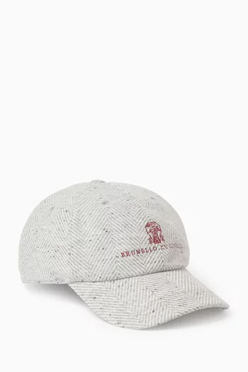 كاب بيسبول بنقشة شيفرون بارزة صوف وكشمير