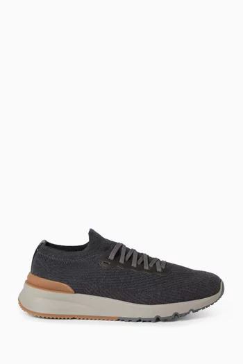 Runners in Coton Knit & Semi-polished Calfskin