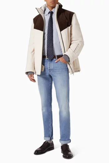 قميص مخطط بقصة ضيقة قطن بوبلين