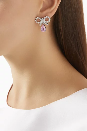 Micro Bow Droplet Earrings in Silver-plated Brass