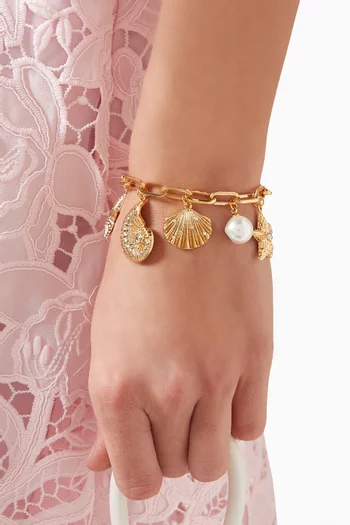 Multi-charm Bracelet in Gold-plated Brass