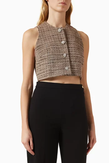 Cropped Vest Top in Tweed