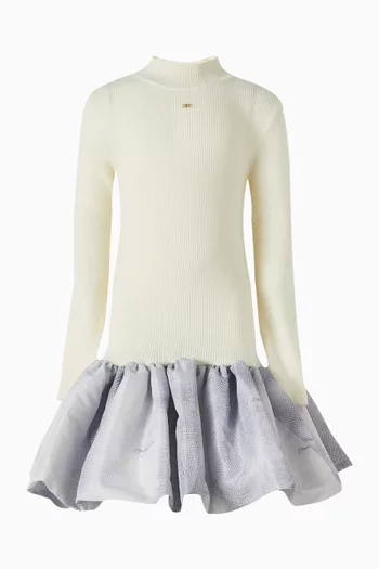 فستان بحافة منفوخة منسوج