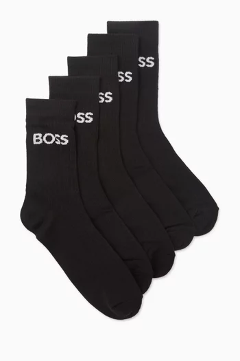Logo Socks in Cotton-blend, Set of 5