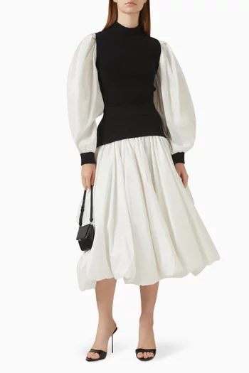 Corinn Bubble-hem Skirt in Viscose & Taffeta