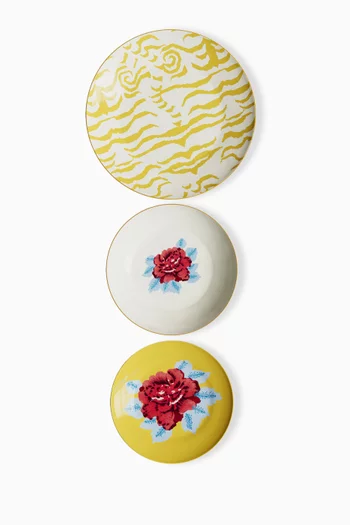 Indian Tiger Plates in Porcelain, Set of 3