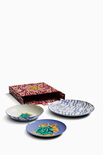 Indian Tiger Plates in Porcelain, Set of 3