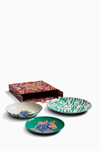 Indian Tiger Plates in Porcelain, Set of 3