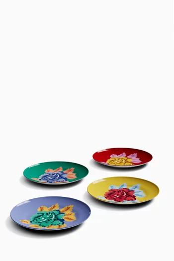 Indian Tiger Dessert Plates in Porcelain, Set of 4