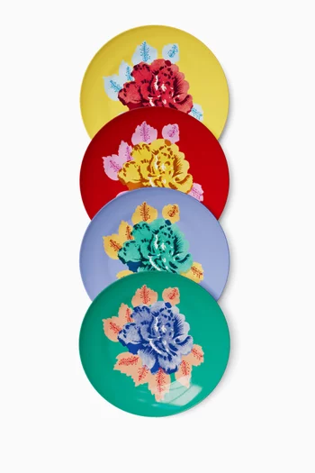 Indian Tiger Dessert Plates in Porcelain, Set of 4