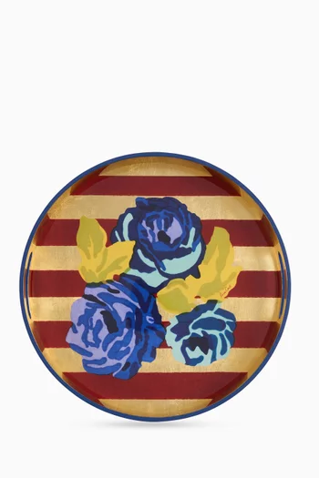 Nizam Striped Lacquered Round Tray, 35 x 35cm
