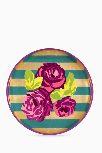 Nizam Striped Lacquered Round Tray, 35 x 35cm