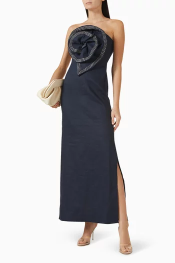 Tactos Embroidered Maxi Dress in Linen