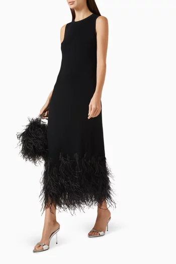 Murmullo Sutil Feathered Midi Dress