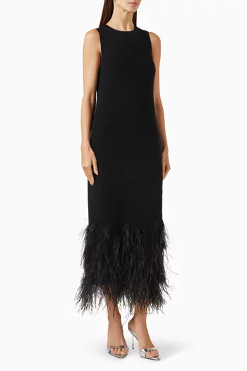 Murmullo Sutil Feathered Midi Dress